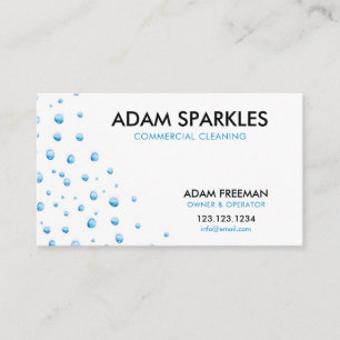 Modern White & Blue Bubbles Cleaning Service Business Card