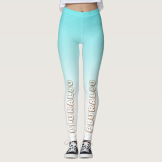 Modern white blue gradient workout  leggings