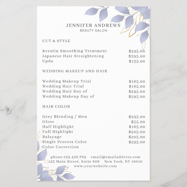 Modern White Blue Leafy Flyer (Front)
