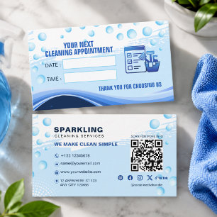 Modern White Blue Professional Cleaning Service Appointment Card