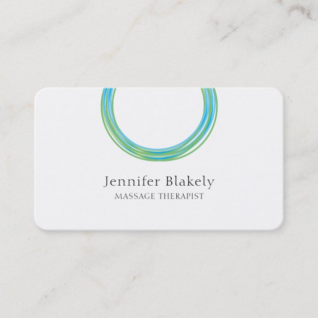 Modern White Blue Teal Energy Circle Appointment Card (Front)