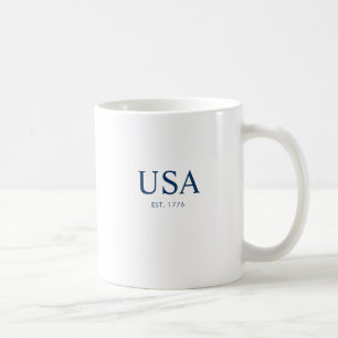 Modern White Blue USA Established 1776 Coffee Mug