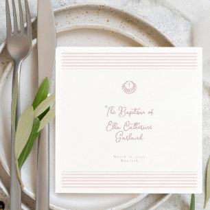 Modern white blush baptism celebration napkins