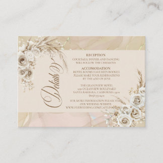 Modern White Boho Floral Arch Wedding Details Card