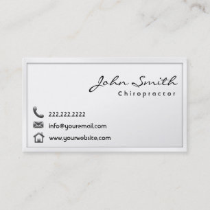 Modern White Border Chiropractor Business Card