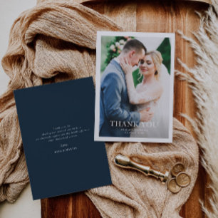 modern white border personalised wedding thank you card