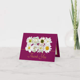 Modern White Botanical Flowers Elegant Thank You Card