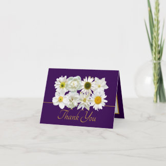 Modern White Botanical Flowers Elegant Thank You Card
