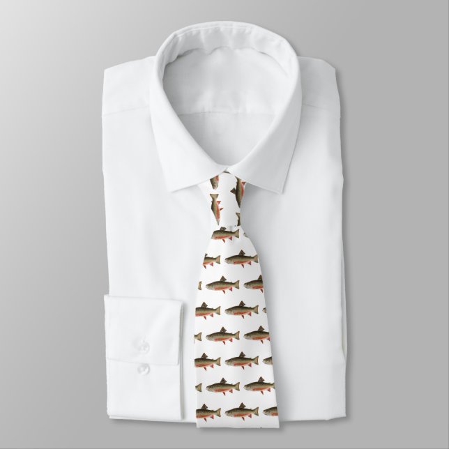 Modern White Brook Trout Fish  Fisherman Tie (Tied)