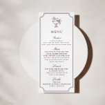 Modern White Burgundy Double Frame wedding  Menu Invitation<br><div class="desc">This modern elegant wedding menu features a clean white background with a refined double frame in rich burgundy tones and a classic fruit bowl illustration at the top. The timeless typography and rounded corner frame give this design an old-money, upscale feel, perfect for formal receptions, winery weddings, and classic romantic...</div>