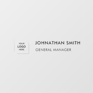 Modern White Business Logo Office Door Name Plate Window Cling