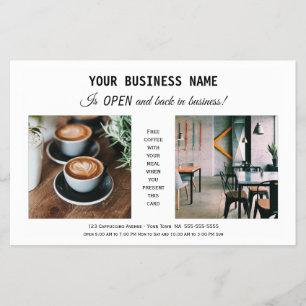 Modern White Business Re-Opening Promotional Flyer