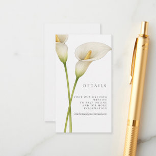 Modern White Calla Lilie Flower Wedding Enclosure Card