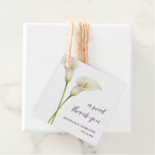 Modern White Calla Lilie Flower Wedding Favour Tags