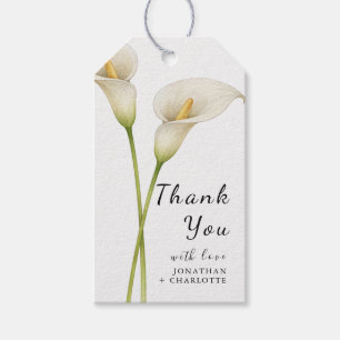 Modern White Calla Lilie Flower Wedding Gift Tags