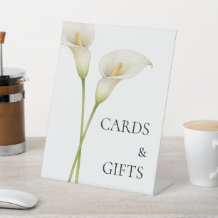 Modern White Calla Lilie Flower Wedding Pedestal Sign