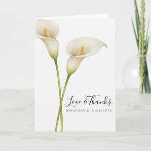 Modern White Calla Lilie Flower Wedding Thank You Card