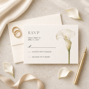 Modern White Calla Lily Wedding RSVP Card