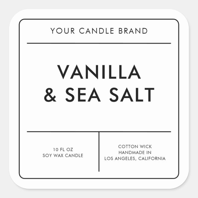 Modern White Candle Label (Front)