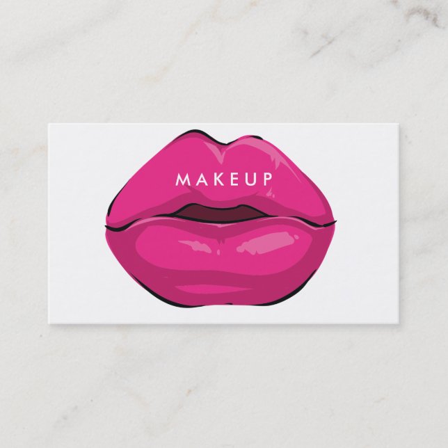 Modern White Card with Pink Lips Make-up Artist (Front)