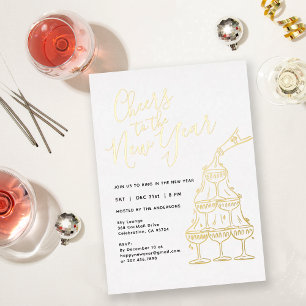 Modern White Cheers to the New Year Party 