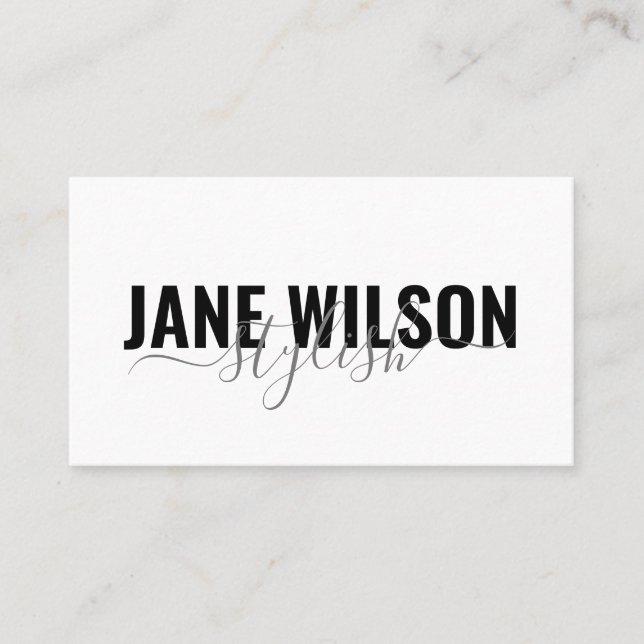 Modern White Chic Signature Business Card (Front)