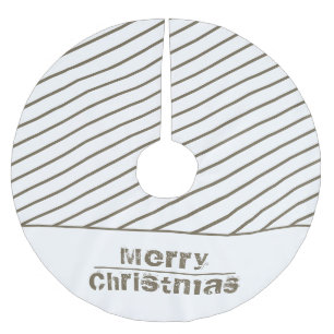 Modern White Christmas Holiday Stripes Brushed Polyester Tree Skirt