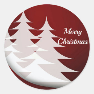 Modern White Christmas Tree Classic Round Sticker