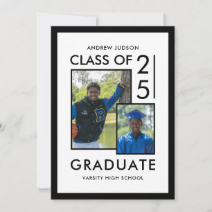 Modern White Class Of 26 Grad Photos Open House Invitation