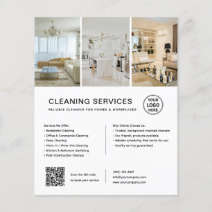 Modern White Cleaning Services QR Business Flyer