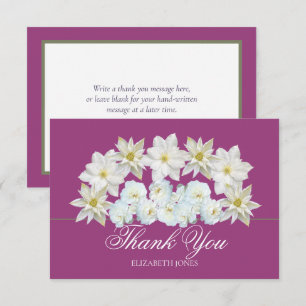 Modern White Clematis Rose Bridal Shower Thank You Card