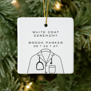 Modern White Coat Ceremony Congratulations Ceramic Ornament