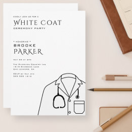 Modern White Coat Ceremony Party  Invitation
