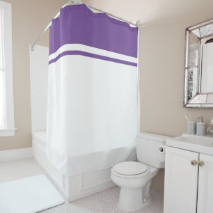 Modern White Colourful Purple Top Racing Stripes Shower Curtain