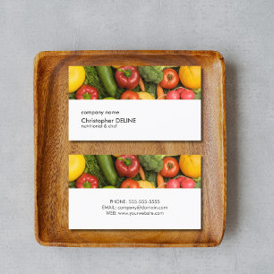 Modern White Colourful Vegetable Nutritionist Chef Business Card