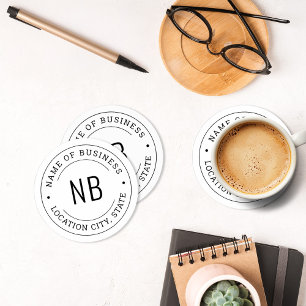 Modern White Custom Business Company Name Round Paper Coaster