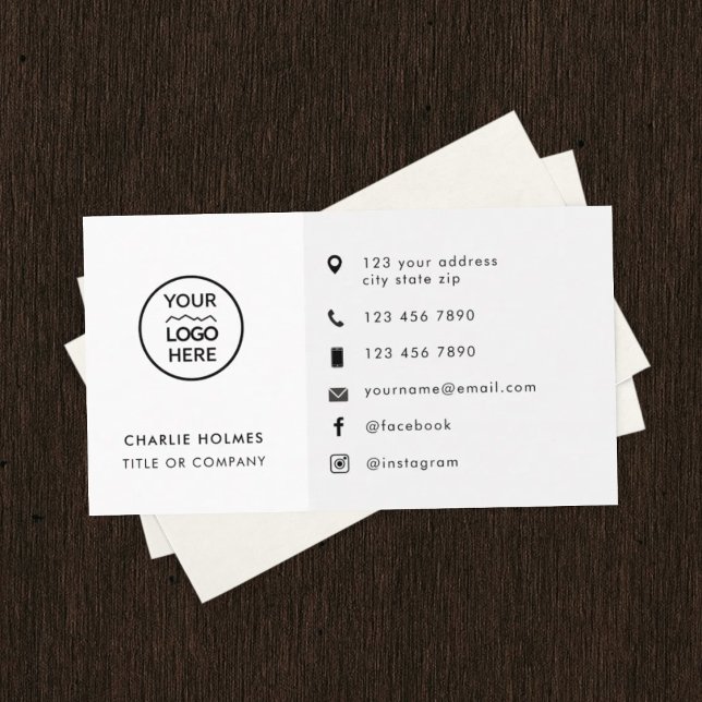 Modern White Custom Logo Business Card (Creator Uploaded)