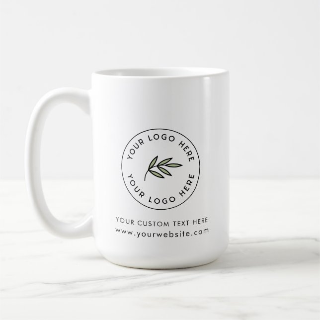 Modern White Custom Logo Business Promotional Coffee Mug (Left)
