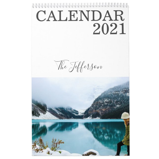 Modern White Custom Photo 2021 Calendar (Cover)