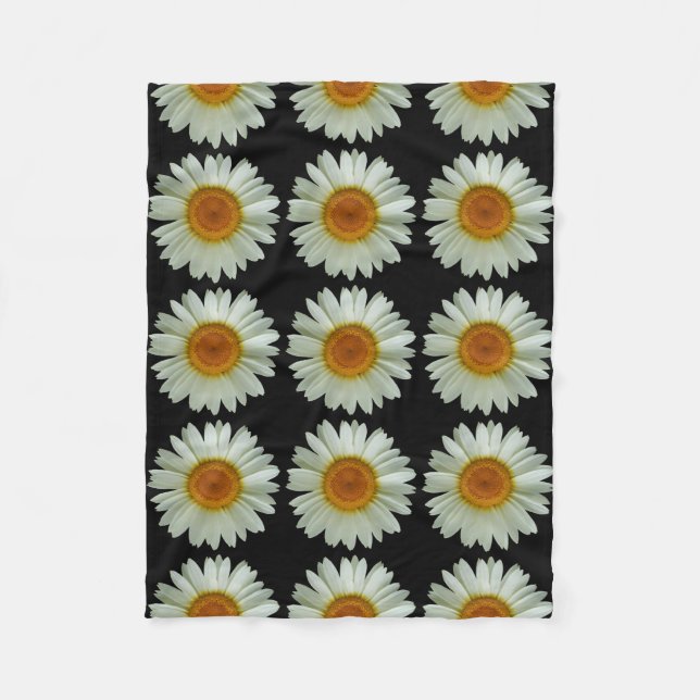 Modern White Daisies Pattern Fleece Blanket (Front)