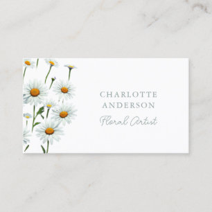 Modern White Daisy Floral Business Card