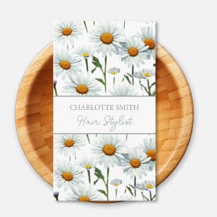 Modern White Daisy   Floral Trendy Business Card