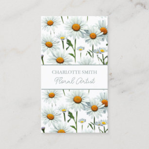 Modern White Daisy Floral Trendy Business Card