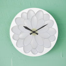 Modern White Daisy Flower Floral Wall Clock