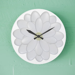 Modern White Daisy Flower Floral Wall Clock