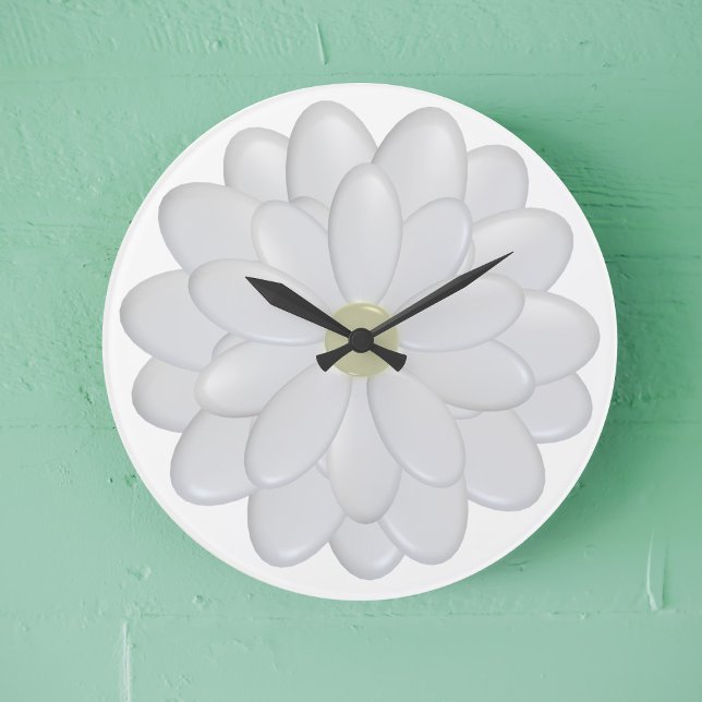 Modern White Daisy Flower Floral Wall Clock (A large white daisy clock just for you)