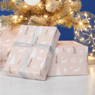 Modern White Deer Forest Pattern Wrapping Paper