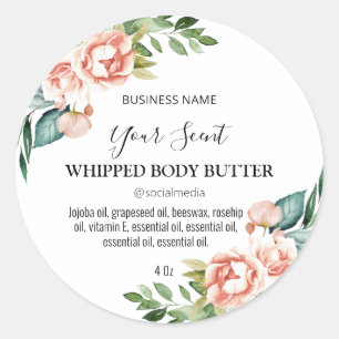Modern White Delicate Floral Body Butter Labels