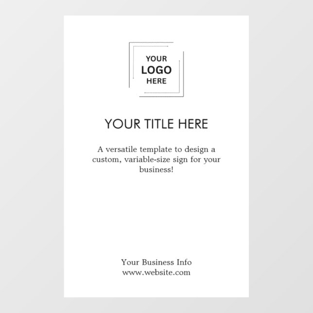 Modern White Design | Custom Business Logo Window  Cling (Sheet)