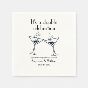 Modern White Double Celebration Joint Birthday Napkin